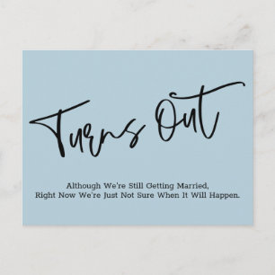 Eenvoudige blauwe uitgestelde aankondiging huwelij briefkaart