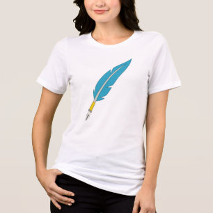 Eenvoudige Blauwe Veer Kroontjespen Sticker Tri-Blend Shirt