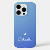 Eenvoudige Blauwe Verlopen Hart Minimaal Schriftty Case-Mate iPhone Case (Achterkant)