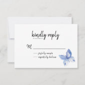 Eenvoudige Blauwe Vlinder Aquarel Alstublieft Reag RSVP Kaartje (Achterkant)