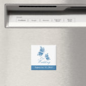 Eenvoudige blauwe vlinder bruiloft aankondiging magneet (Insitu (Vaatwasser))