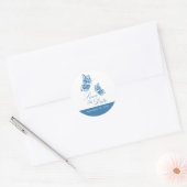 Eenvoudige blauwe vlinder sparen de datum bruiloft ronde sticker (Envelop)