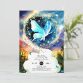 Eenvoudige blauwe vlinder verjaardag kaart (Staand voorkant)
