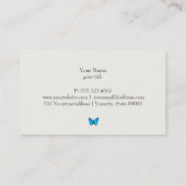 Eenvoudige blauwe vlinder zwart visitekaartje (Achterkant)