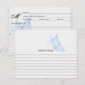 Eenvoudige blauwe vlinderreceptor briefkaart (Voorkant / Achterkant)