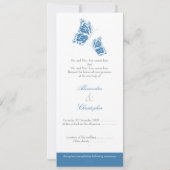 Eenvoudige Blauwe Vlinders Trouwaankondiging Kaart (Achterkant)