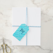 eenvoudige blauwe watercolor lijnen voeg uw monogr cadeaulabel (Met Touw)