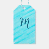 eenvoudige blauwe watercolor lijnen voeg uw monogr cadeaulabel (Achterkant)