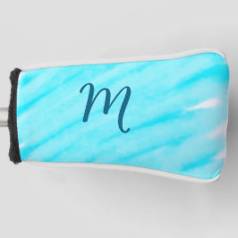 eenvoudige blauwe watercolor lijnen voeg uw monogr golfheadcover