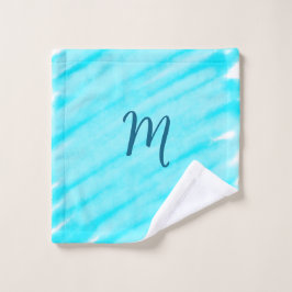 eenvoudige blauwe watercolor lijnen voeg uw monogr washandje