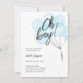 Eenvoudige blauwe Waterverf ballonnen Oh Boy Baby  Kaart (Voorkant)