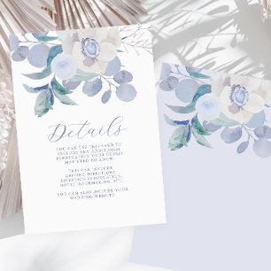 Eenvoudige Blauwe Waterverf Bloemen bruiloft gaste Informatiekaartje