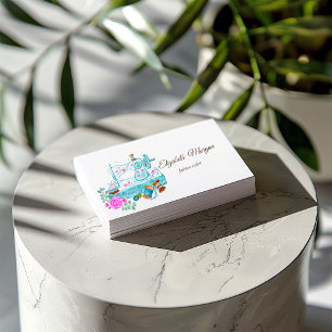 Eenvoudige blauwe waterverf bloemengevormde naaima visitekaartje