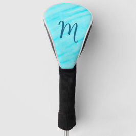 eenvoudige blauwe waterverf lijnen voeg uw monogra golfheadcover