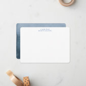 Eenvoudige blauwe Waterverf Minimale persoonlijke Notitiekaartje (Voorkant / Achterkant in situ)