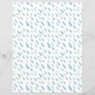 Eenvoudige blauwe Waterverf Raindrops Scrapbook Pa