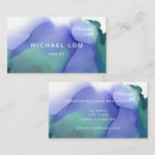 Eenvoudige blauwe Waterverf Trendy Modern Visiteka Visitekaartje (Voorkant / Achterkant)