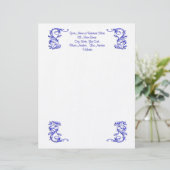 Eenvoudige blauwe werveling elegante briefhoofd (Staand voorkant)