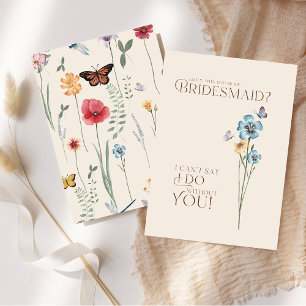 Eenvoudige Blauwe Wildflower Butterfly Bloemen Bru Kaart