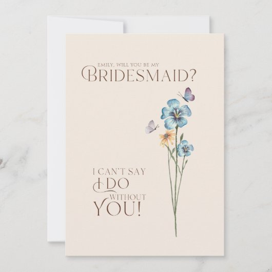 Eenvoudige Blauwe Wildflower Butterfly Bloemen Bru Kaart (Voorkant)