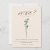 Eenvoudige Blauwe Wildflower Vlinders Bloemenbruil Kaart (Voorkant)