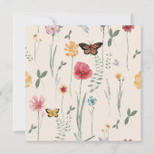 Eenvoudige Blauwe Wildflower Vlinders Bloemenbruil Save The Date (Achterkant)