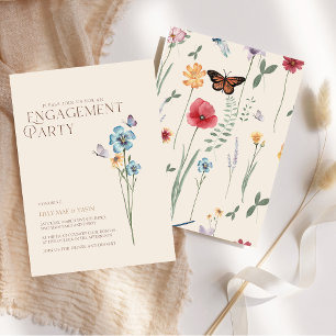 Eenvoudige Blauwe Wildflower Wedding Engagement Pa Kaart