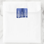 Eenvoudige blauwe winter kerstbomen vierkante sticker (Tas)