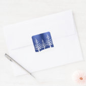 Eenvoudige blauwe winter kerstbomen vierkante sticker (Envelop)