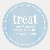 Eenvoudige blauwe witte blauwe Waterverf Ronde Sticker (Voorkant)