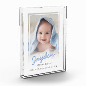 Eenvoudige blauwe witte gradiënt Baby geboorte Kee Fotoblokken (Links)