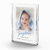 Eenvoudige blauwe witte gradiënt Baby geboorte Kee Fotoblokken (Rechts)