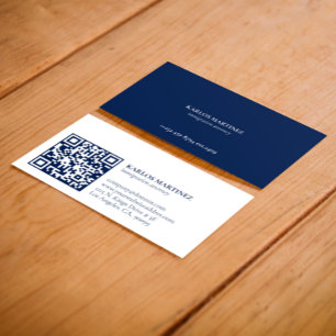 Eenvoudige blauwe & witte immigratie-advocaat QR-c Visitekaartje