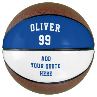 Eenvoudige Blauwe Witte Naam Nummer Citaat Basketbal