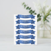 Eenvoudige Blauwe Zijde Lint Banner Trouwplaats Ka Kaart (Staand voorkant)