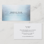 Eenvoudige blauwe zilverborsgeborstelde metalen bl visitekaartje (Voorkant / Achterkant)