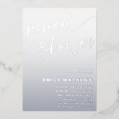 Eenvoudige Blauwe & Zilveren Kalligrafie Bruids Do Folie Uitnodiging (Voorkant)