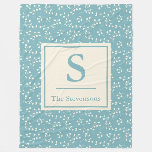 Eenvoudige  blauwflessenmonogram fleece deken (Voorkant)