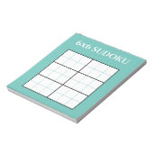 Eenvoudige Blauwgroen 6x6 Sudoku Grid Sjabloon Notitieblok (Linkerzijde)