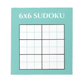 Eenvoudige Blauwgroen 6x6 Sudoku Grid Sjabloon Notitieblok