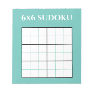 Eenvoudige Blauwgroen 6x6 Sudoku Grid Sjabloon Notitieblok