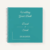Eenvoudige Blauwgroen aangepaste bruiloft gast Notitieboek (Voorkant)