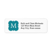 Eenvoudige Blauwgroen blauwe logo-retouradreslabel Etiket (Voorkant)