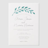 Eenvoudige Blauwgroen Botanische Wijnstok Kustbrui Vellum Uitnodigingen (Voorkant)