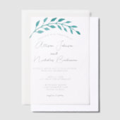 Eenvoudige Blauwgroen Botanische Wijnstok Kustbrui Vellum Uitnodigingen (Offset)