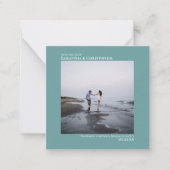 Eenvoudige Blauwgroen bruiloft Bewaar de datum Fot Notitiekaartje (Voorkant)