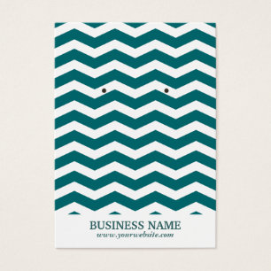 Eenvoudige Blauwgroen Chevron Stripes Oorbel Houde Visitekaartjes
