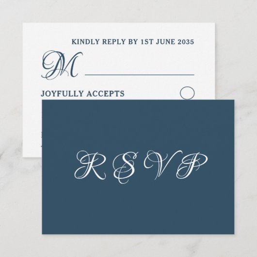 Eenvoudige Blauwgroen en witte RSVP (Voorkant / Achterkant)