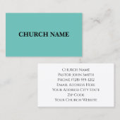 Eenvoudige Blauwgroen en zwarte kerk Visitekaartje (Voorkant / Achterkant)