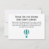 Eenvoudige Blauwgroen Glitter Hete Luchtballon Boe Kaart (Achterkant)